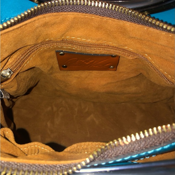 NWT-Patricia Nash-Aria Shopper-Natural Cavo Tooled Colorblock-Turquoise-$249 - Picture 8 of 16